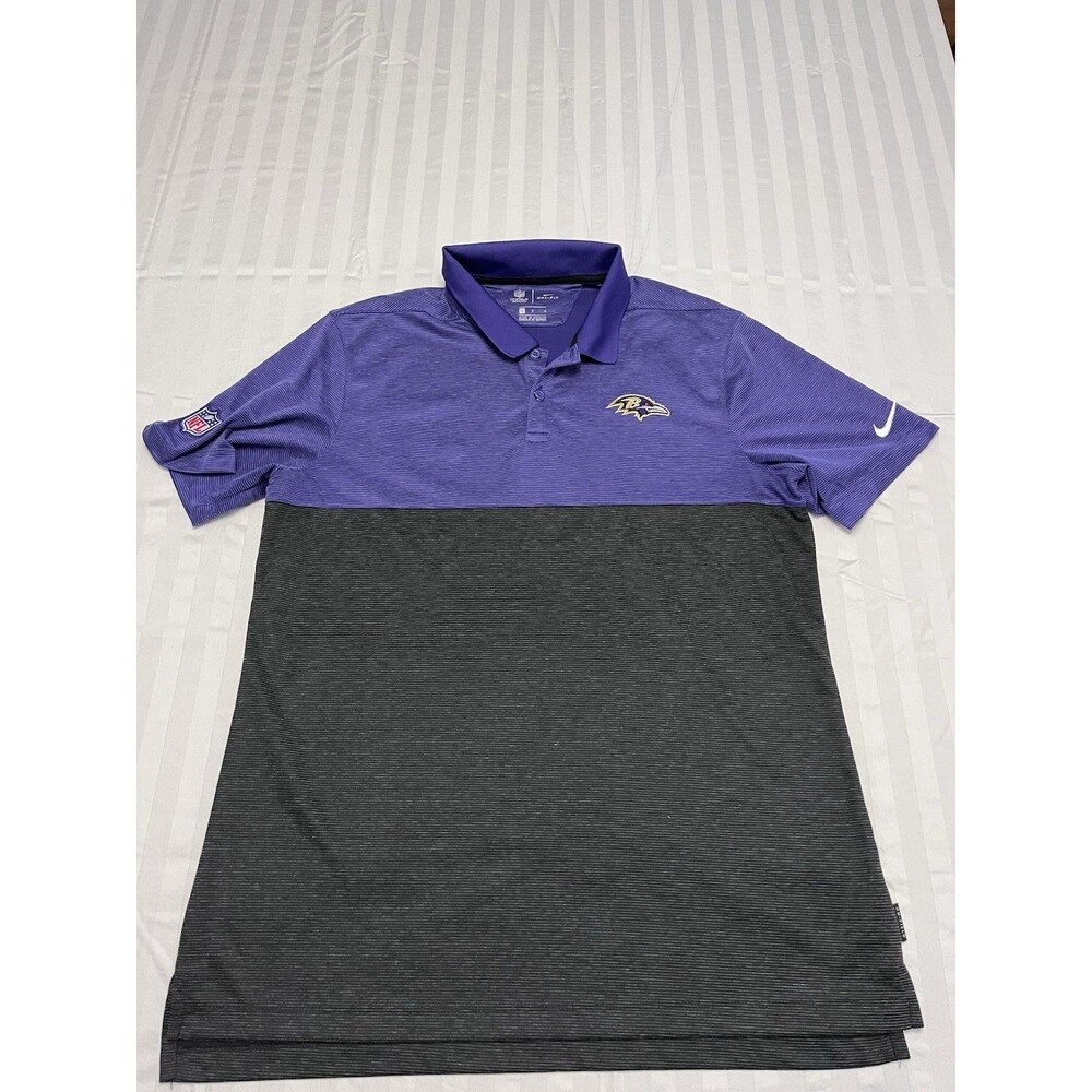 Nike NFL Baltimore Ravens On-Field Coaches Polo Shirt Dri Fit Large Gray Purple